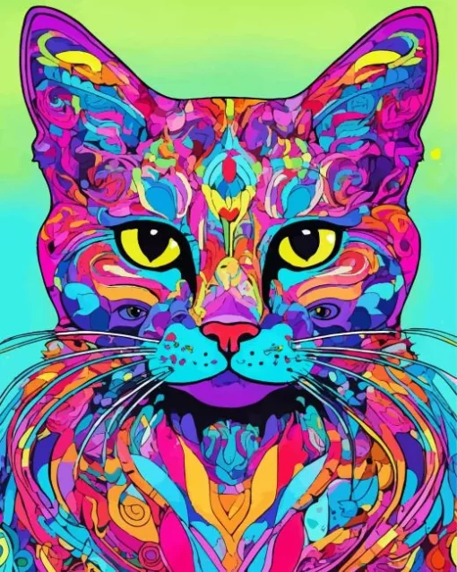 Colorful Cat Abstract Diamond Painting