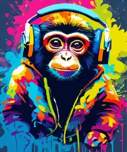 Colorful Monkey Illustration Diamond Painting