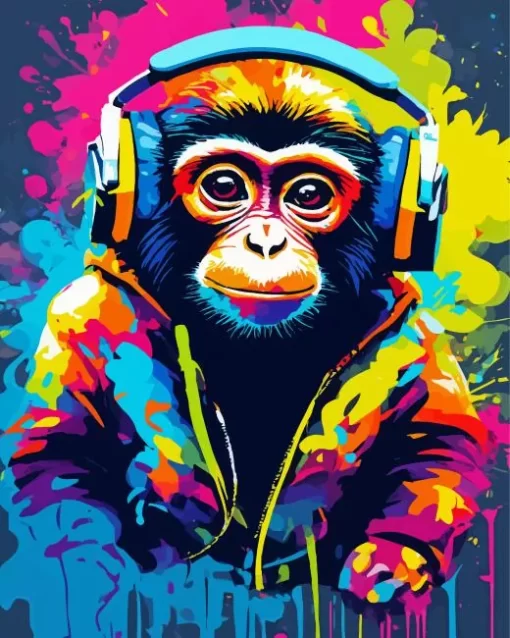 Colorful Monkey Illustration Diamond Painting