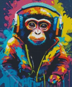 Colorful Monkey Illustration Diamond Painting