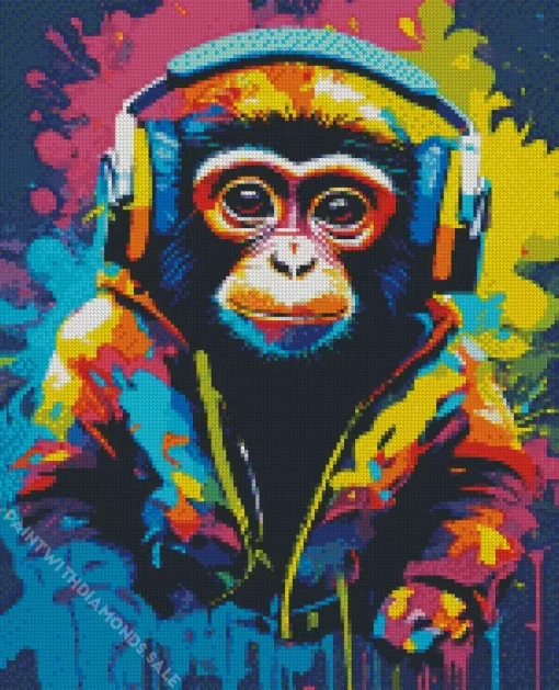 Colorful Monkey Illustration Diamond Painting