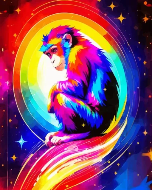 Colorful Monkey In Space Diamond Painting