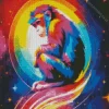 Colorful Monkey In Space Diamond Painting