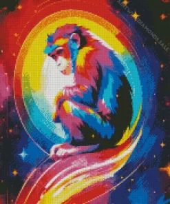 Colorful Monkey In Space Diamond Painting