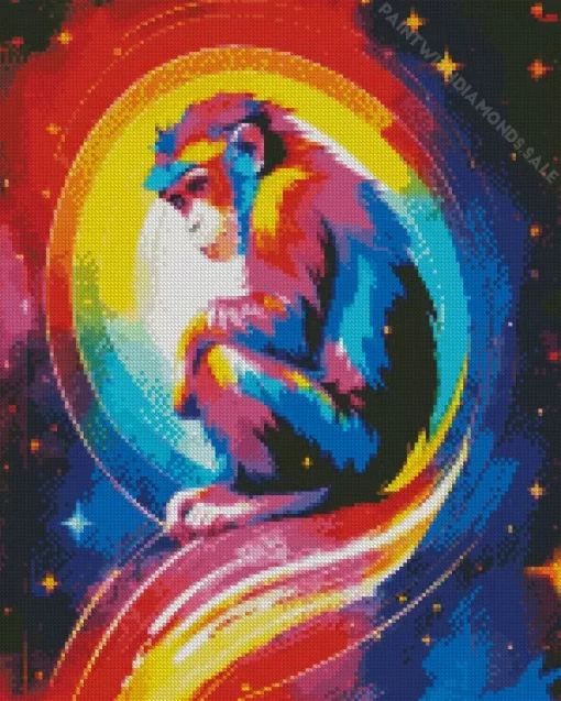 Colorful Monkey In Space Diamond Painting