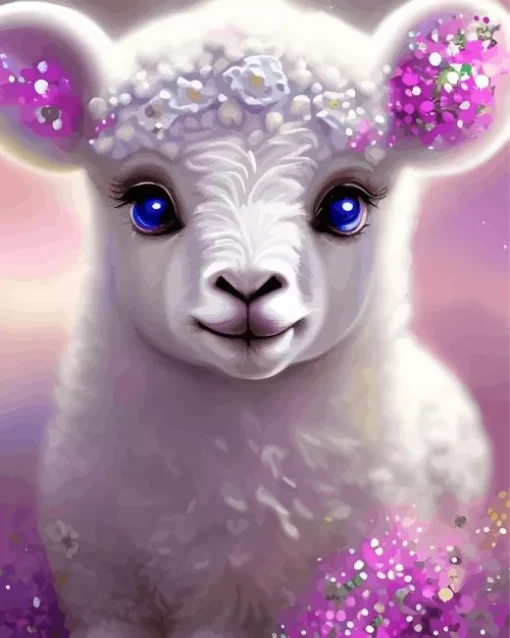 Cute Baby White Lamb Diamond Painting