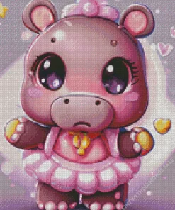 Cute Hippo Kawaii Diamond Painting