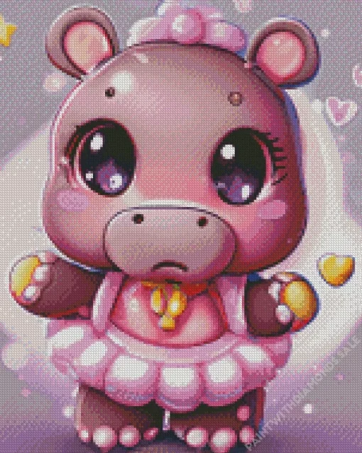 Cute Hippo Kawaii Diamond Painting