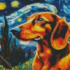 Dachshund Dog And Starry Night Diamond Painting