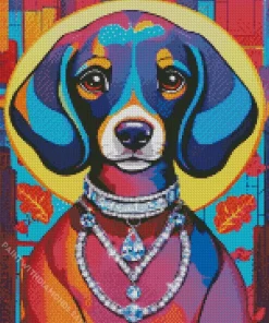 Dachshund Dog Wearing Diamond Necklace Diamond Painting