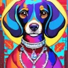 Dachshund Dog Wearing Diamond Necklace Diamond Painting