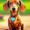 Dachshund Dog With Blue Heart Diamond Painting