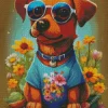 Dachshund Dog With Blue Sunglasses Diamond Painting