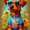 Dachshund Dog With Blue Sunglasses Diamond Painting