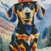 Dachshund Dog With Hat Diamond Painting