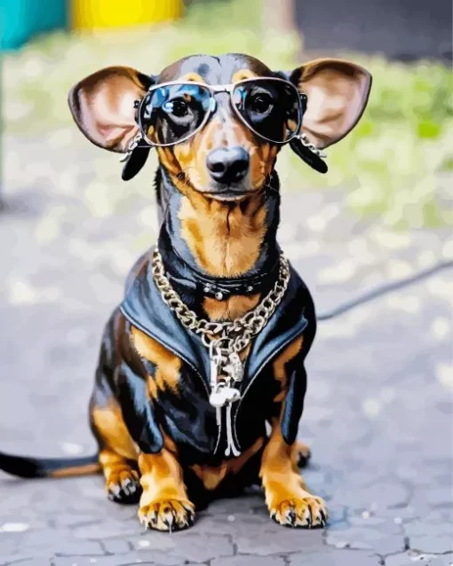 Dachshund Dog With Sunglasses Diamond Painting