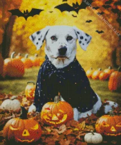 Dalmatian Dog In Halloween Clothes Diamond Painting