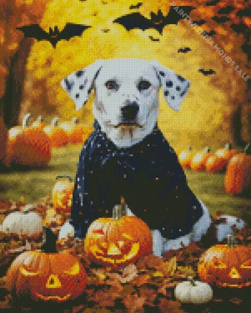 Dalmatian Dog In Halloween Clothes Diamond Painting