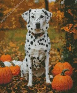 Dalmatian With Halloween Pumpkins Diamond Painting