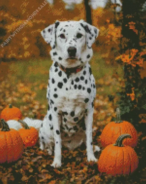 Dalmatian With Halloween Pumpkins Diamond Painting