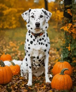 Dalmatian With Halloween Pumpkins Diamond Painting