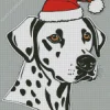 Dalmatian With Santa Hat Diamond Painting