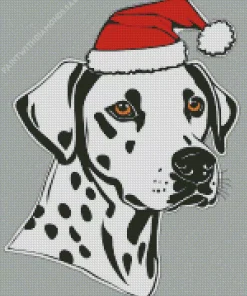 Dalmatian With Santa Hat Diamond Painting