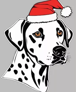 Dalmatian With Santa Hat Diamond Painting