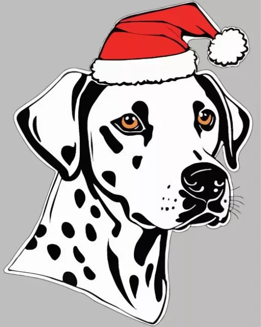 Dalmatian With Santa Hat Diamond Painting