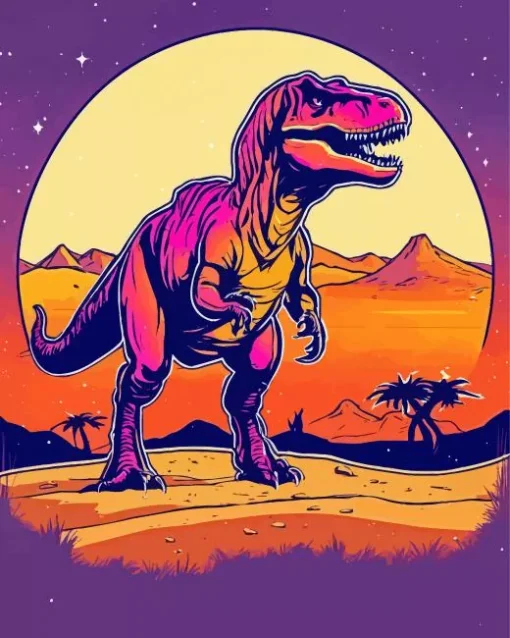 Dinosaur In Desert Diamond Painting