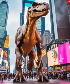 Dinosaur In Times Square Diamond Painting