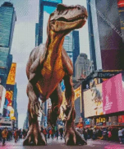 Dinosaur In Times Square Diamond Painting