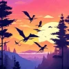 Dinosaurs Flying Silhouette Diamond Painting