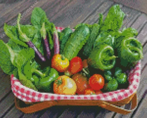 Fresh Vegetables In Basket Diamond Painting