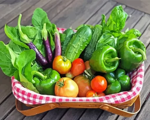 Fresh Vegetables In Basket Diamond Painting