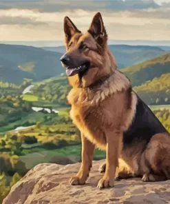 German Shepherd With Landscape Diamond Painting