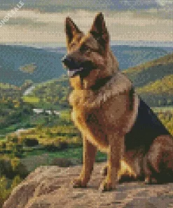 German Shepherd With Landscape Diamond Painting