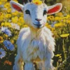 Goat In Flowers Field Diamond Painting