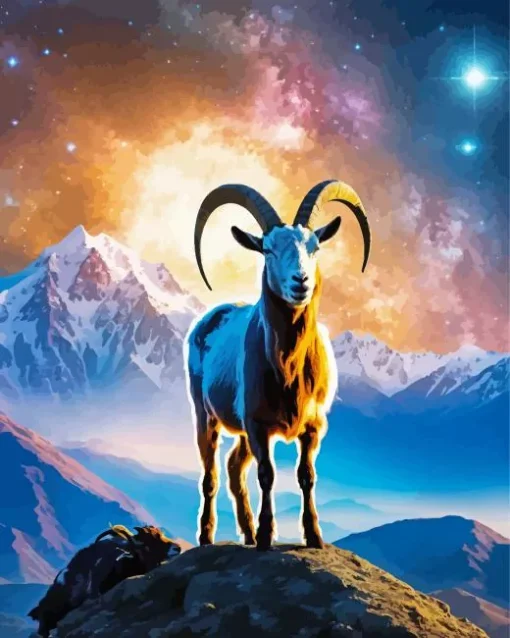 Goat In Universe Diamond Painting