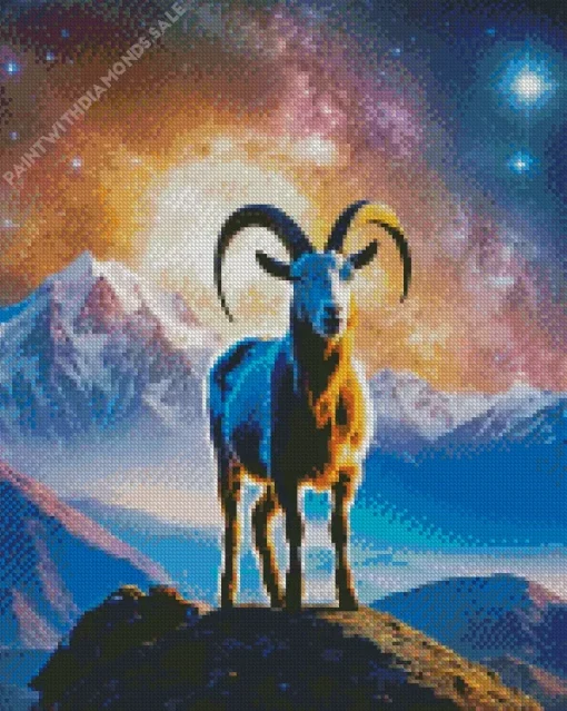 Goat In Universe Diamond Painting