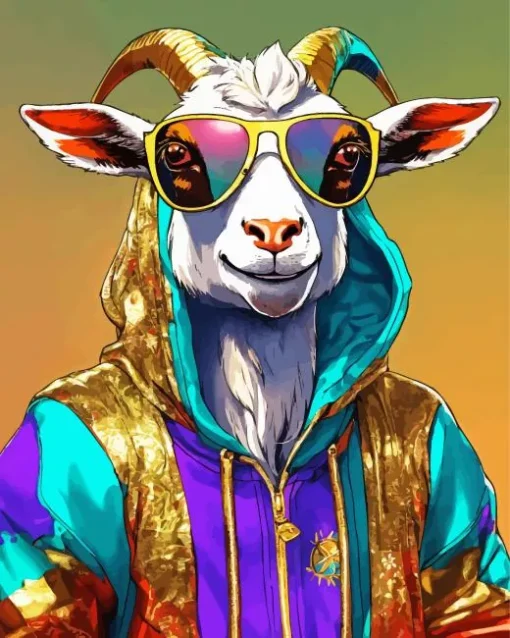 Goat Wearing Sunglasses Diamond Painting