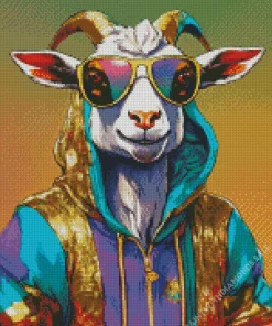 Goat Wearing Sunglasses Diamond Painting