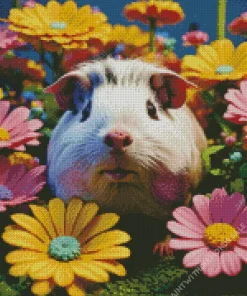 Guinea Pig In Flowers Diamond Painting