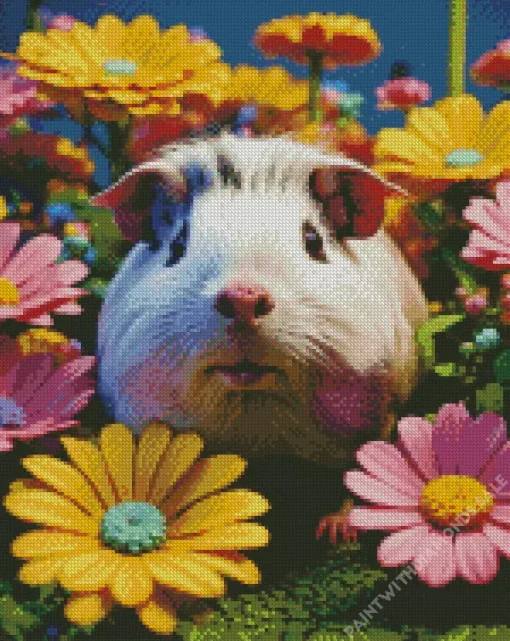 Guinea Pig In Flowers Diamond Painting