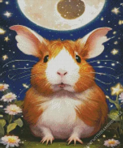 Guinea Pig With Full Moon Diamond Painting