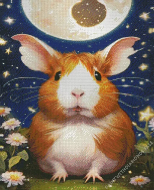 Guinea Pig With Full Moon Diamond Painting