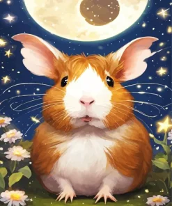 Guinea Pig With Full Moon Diamond Painting