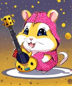 Hamster Playing Guitar Diamond Painting