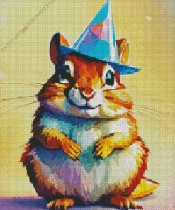 Hamster With Birthday Hat Diamond Painting