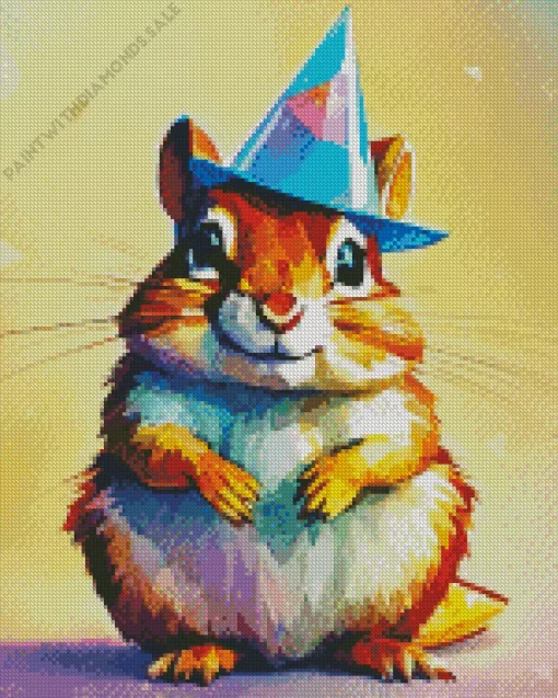 Hamster With Birthday Hat Diamond Painting